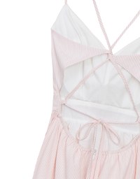 【GUT GUT Design】 Deep V Backless Strappy Striped Padded Maxi Dress