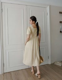 Dainty Floral Embroidery Front Tie Cut Out Padded Flowy Maxi Dress