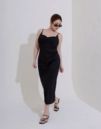 AIRY HOURGLASS Sweetheart Neckline Slim Fit Cami Padded Maxi Dress with Back Slit