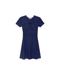 Heart Cut Out Ribbed Knit Fitted Mini Dress