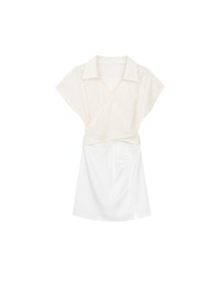 Cross Strap Waist Cut Out Detail Tailored Shirt Dress