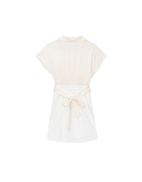 Cross Strap Waist Cut Out Detail Tailored Shirt Dress