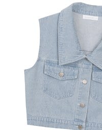 Classic Button Front Cropped Jeans Denim Vest Jacket