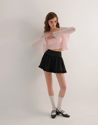 Daisy Embroidery Semi Sheer Button Front Knit Cardigan