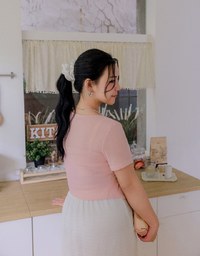 Short Sleeve Buttoned Knit Cardigan And AIR SPACE Logo Embroidered Ribbed Cami Padded Crop Top Set Wear