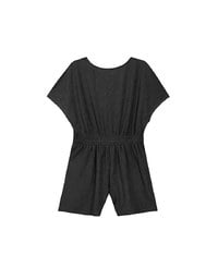 Soft Crinkle Textured V Neck Buttoned Front Jumpsuit