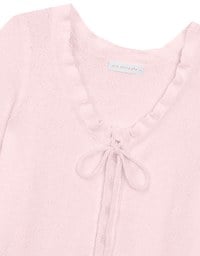 Ruffled Neckline Short Sleeve Knit Vest Top with Button Trim