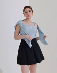 Ribbed Cable Knit Crop Tank Top with AIR SPACE Logo Embroidered Heart Detail