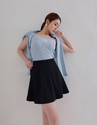 Ribbed Cable Knit Crop Tank Top with AIR SPACE Logo Embroidered Heart Detail