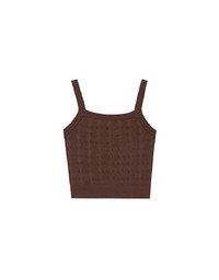 Ribbed Cable Knit Crop Tank Top with AIR SPACE Logo Embroidered Heart Detail