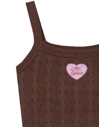 Ribbed Cable Knit Crop Tank Top with AIR SPACE Logo Embroidered Heart Detail