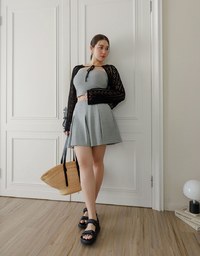 Open Knit Crop Cardigan with Heart Cut Outs Design