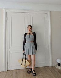 Open Knit Crop Cardigan with Heart Cut Outs Design