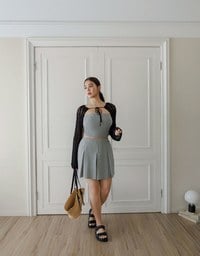 Open Knit Crop Cardigan with Heart Cut Outs Design