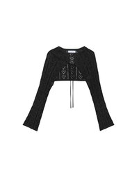 Open Knit Crop Cardigan with Heart Cut Outs Design