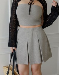 AIRY HOURGLASS High Waist Knit Pleated Flare Skort