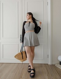 AIRY HOURGLASS High Waist Knit Pleated Flare Skort