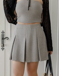 AIRY HOURGLASS High Waist Knit Pleated Flare Skort
