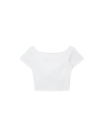 Basic Off Shoulder Stretch Padded Cropped Top