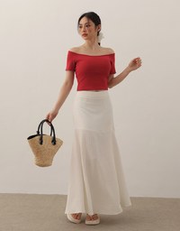 Basic Off Shoulder Stretch Padded Cropped Top