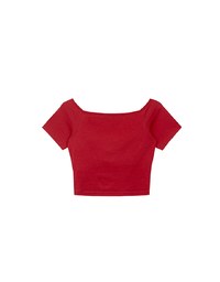 Basic Off Shoulder Stretch Padded Cropped Top