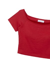 Basic Off Shoulder Stretch Padded Cropped Top