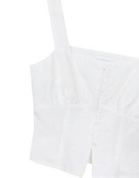 Ruched Front Sleeveless Vest Top with Button Accent