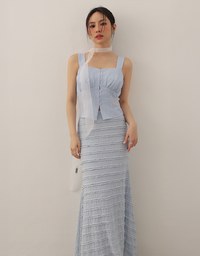 Ruched Front Sleeveless Vest Top with Button Accent