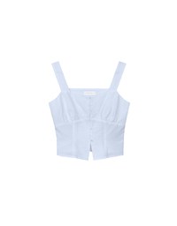 Ruched Front Sleeveless Vest Top with Button Accent