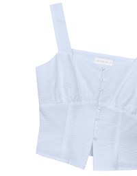 Ruched Front Sleeveless Vest Top with Button Accent