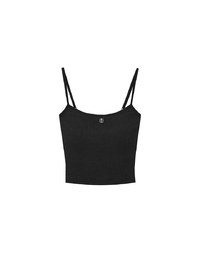 AIR SPACE Logo Embroidered Ribbed Spaghetti Strap Cami Padded Top