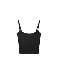 AIR SPACE Logo Embroidered Ribbed Spaghetti Strap Cami Padded Top