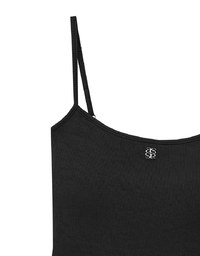 AIR SPACE Logo Embroidered Ribbed Spaghetti Strap Cami Padded Top