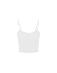 AIR SPACE Logo Embroidered Ribbed Spaghetti Strap Cami Padded Top