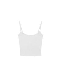 AIR SPACE Logo Embroidered Ribbed Spaghetti Strap Cami Padded Top