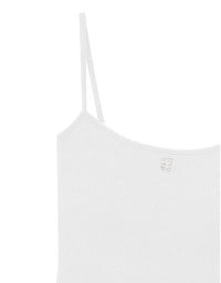 AIR SPACE Logo Embroidered Ribbed Spaghetti Strap Cami Padded Top