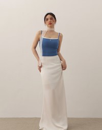AIR SPACE Logo Embroidered Ribbed Spaghetti Strap Cami Padded Top