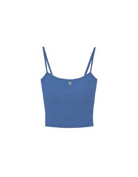 AIR SPACE Logo Embroidered Ribbed Spaghetti Strap Cami Padded Top