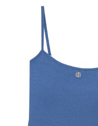 AIR SPACE Logo Embroidered Ribbed Spaghetti Strap Cami Padded Top