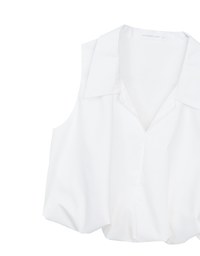 Sleeveless Bubble Hem Top With Collar Detail