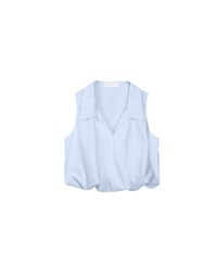 Sleeveless Bubble Hem Top With Collar Detail