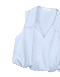 Sleeveless Bubble Hem Top With Collar Detail