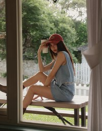 Basic Ribbed Slim Strap Crop Cami Top