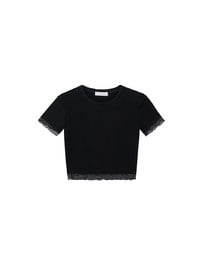 Layered Sheer Lettuce Edge Crew Neck Fitted Tee