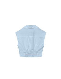 Cropped Button Down Collared Shirt with Cap Sleeves