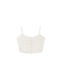 Layered Ruffle Lace Trim Button Up Cropped Cami Top