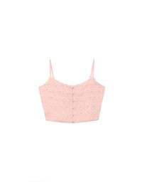 Layered Ruffle Lace Trim Button Up Cropped Cami Top