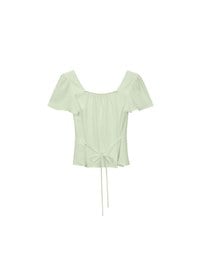Textured Top with Adjustable Waistline Square Neck Work Blouse Style