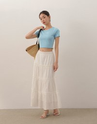 Bejeweled Cropped Top With Rhinestone Embellished Slim Fit Holiday Tee