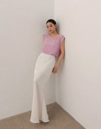 Faux 2 Piece Sleeveless Layered Mesh Top with Soft Knit Texture